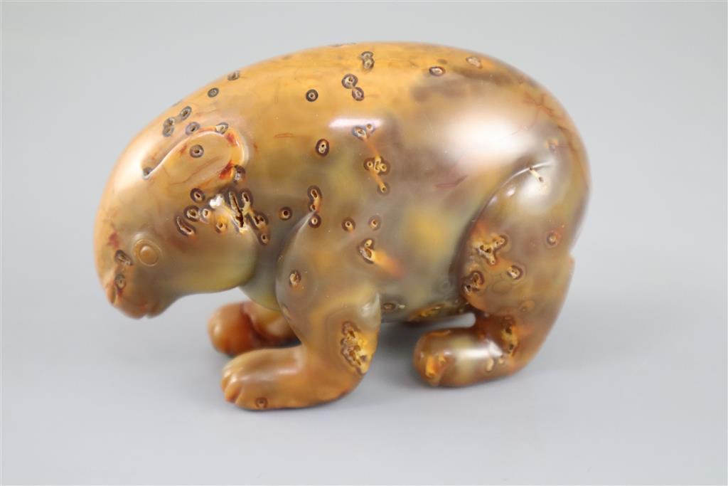 A Chinese chalcedony figure of a standing bear, 10cm